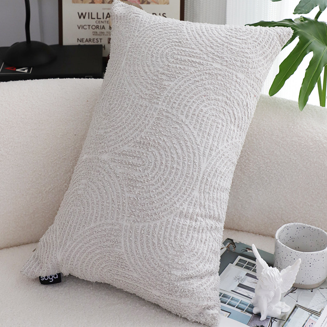 SOGA 2X 35cm Throw Pillow Off White Lumbar Embroidered Decorative Cover Stitch for Home Decor