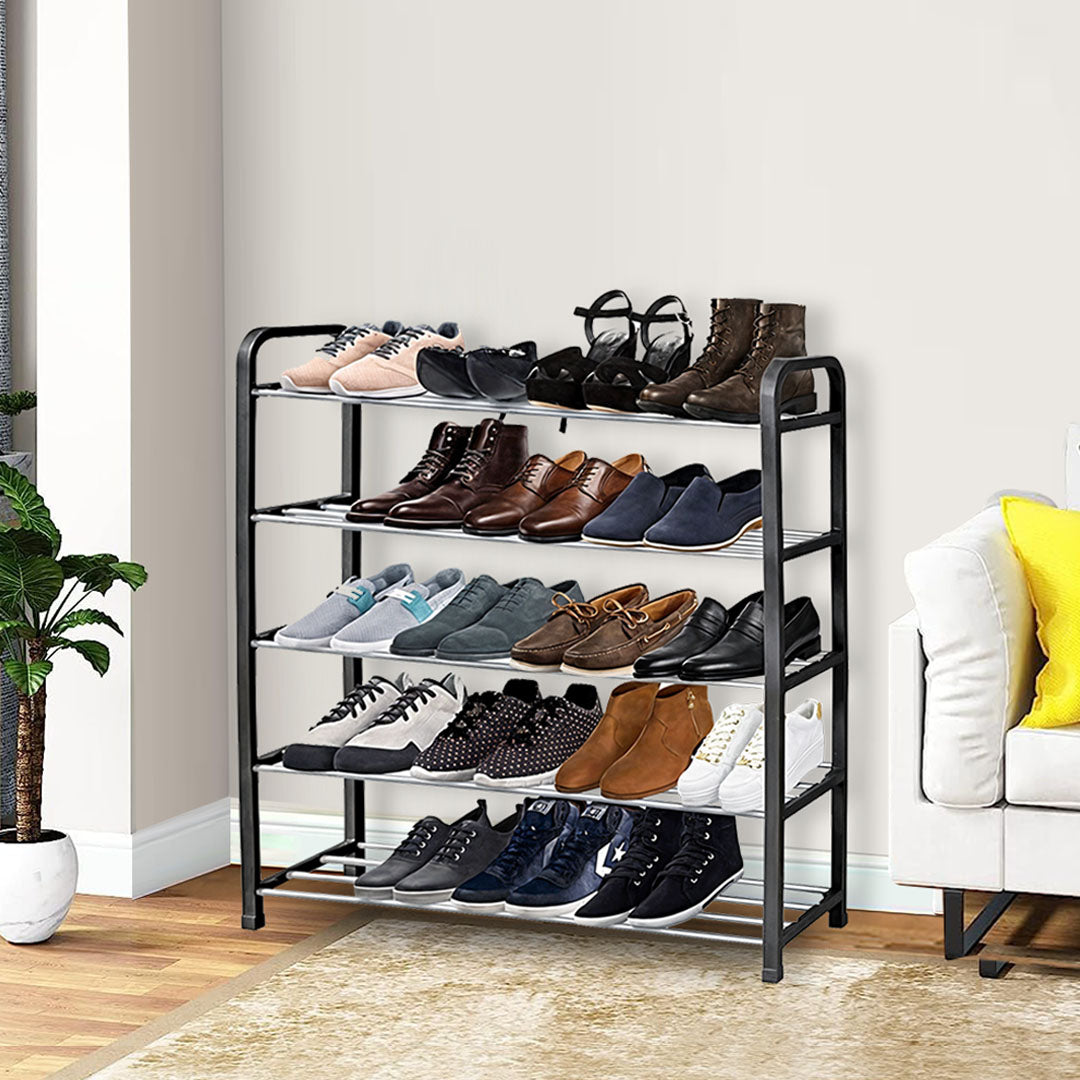 SOGA 2X 71x21cm 5 Layer Shoes and Slippers Organizer Rack Space Saving Shoe Storage Solution for Home Office