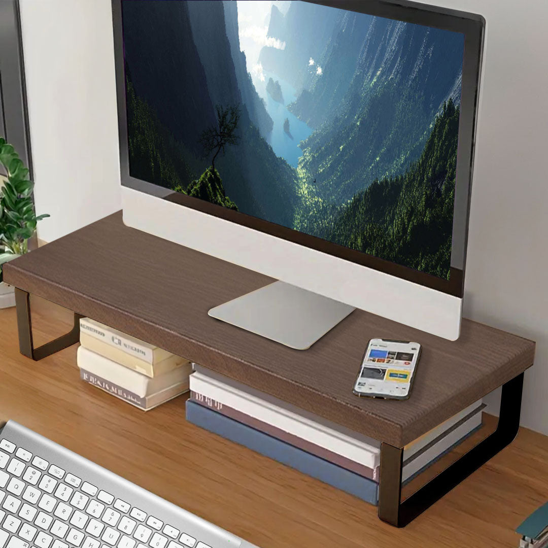 SOGA 2X 50cm Black Computer Monitor Elevated Stand Desktop Support Station Rack