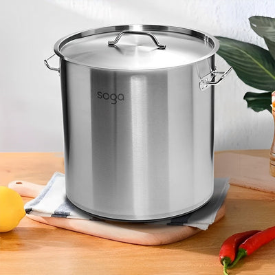 SOGA 32L Wide Stock Pot  and 98L Tall Top Grade Thick Stainless Steel Stockpot 18/10