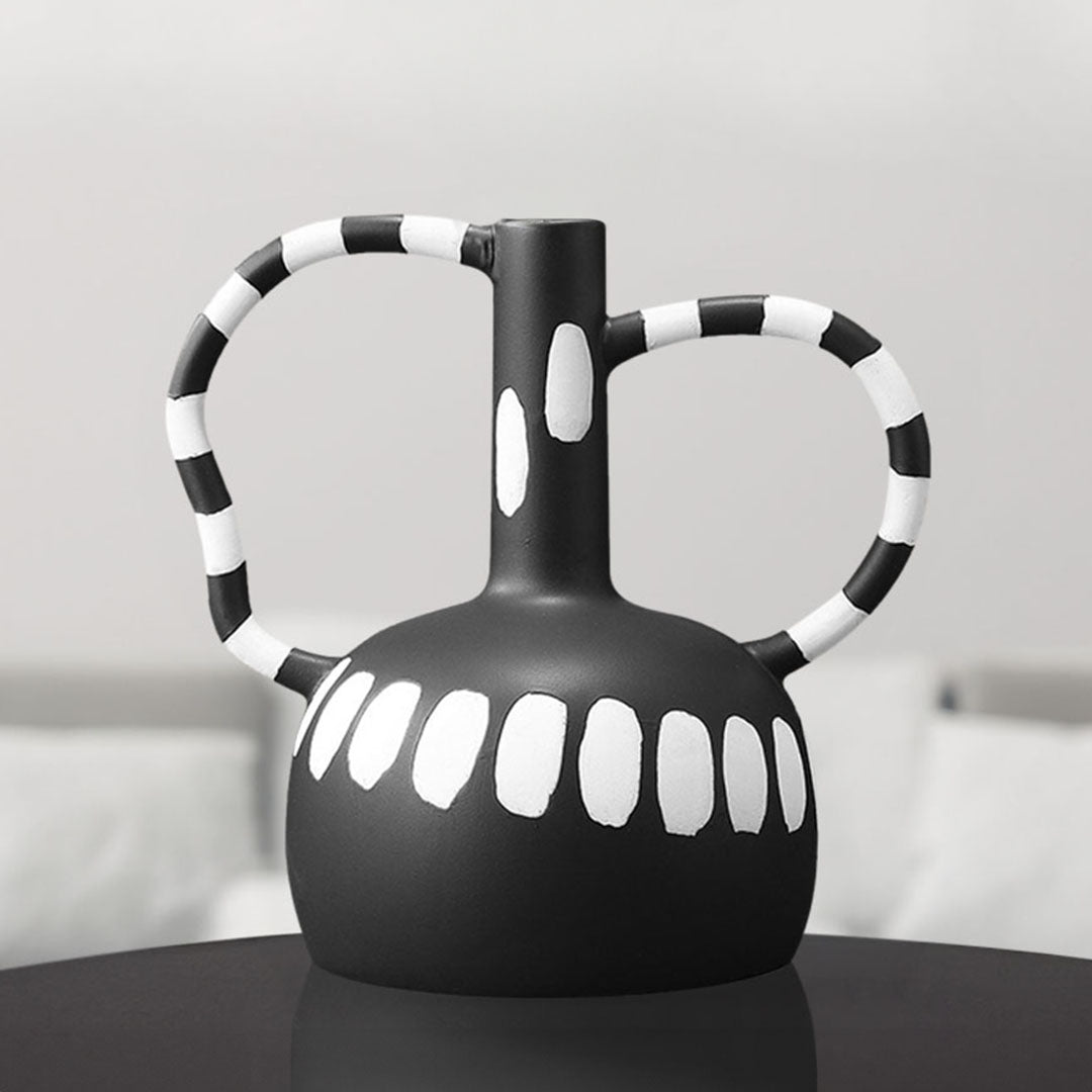 SOGA 2X 26.5x17cm Ornament Vase with Polka Dot Handicraft Decorations in Living Room Home Decor