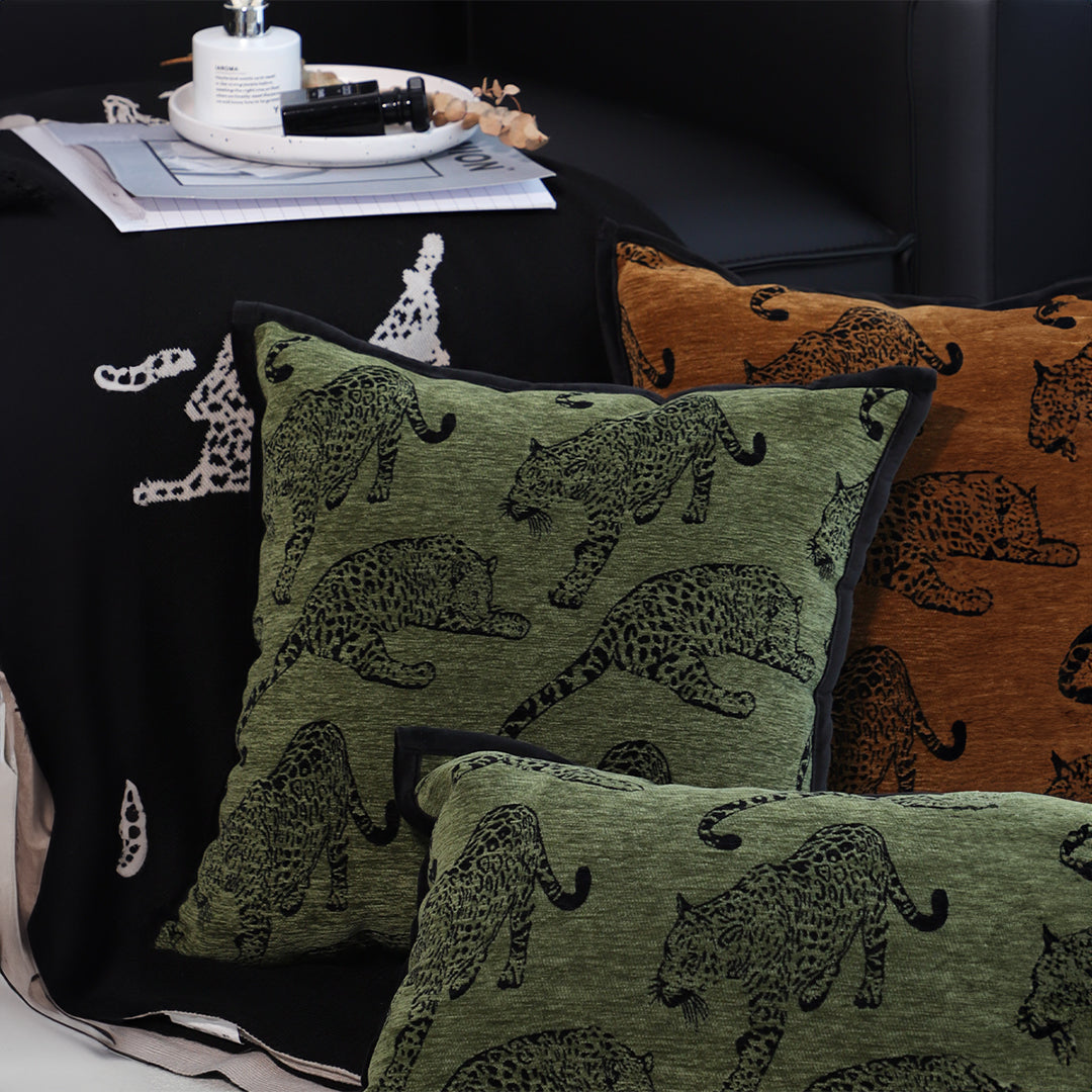 SOGA 2X 40cm Throw Pillow Green Leopard Square Retro Decorative Cushion for Living Room