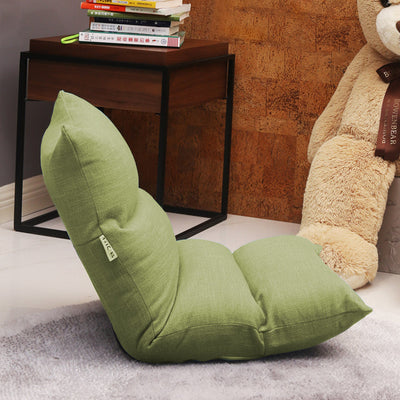 SOGA 2X Lounge Floor Recliner Adjustable Lazy Sofa Bed Folding Game Chair Yellow Green