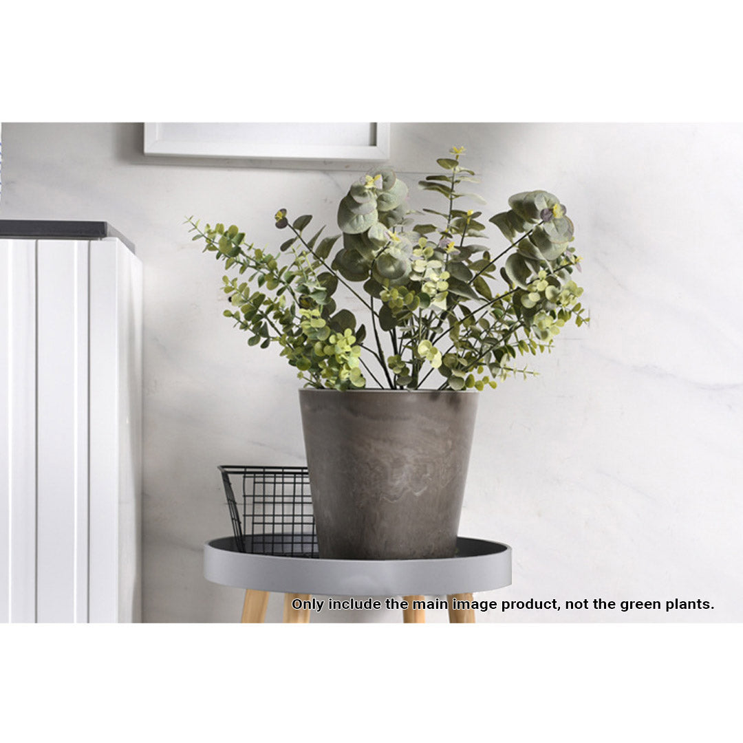 SOGA 32cm Rock Grey Round Resin Plant Flower Pot in Cement Pattern Planter Cachepot for Indoor Home Office