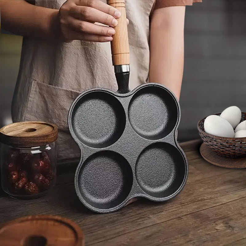 SOGA 4 Mold Multi-Portion Cast Iron Breakfast Fried Egg Pancake Omelet Fry Pan
