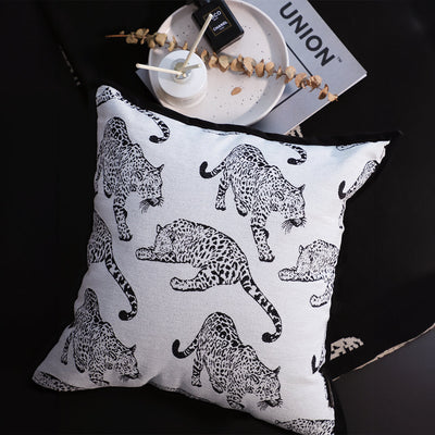 SOGA 45cm Throw Pillow White & Black Leopard Light Luxury Decorative Cushion for Living Room