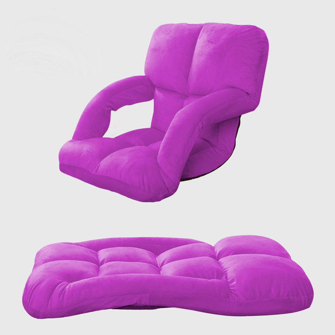 SOGA 2X Foldable Lounge Cushion Adjustable Floor Lazy Recliner Chair with Armrest Purple