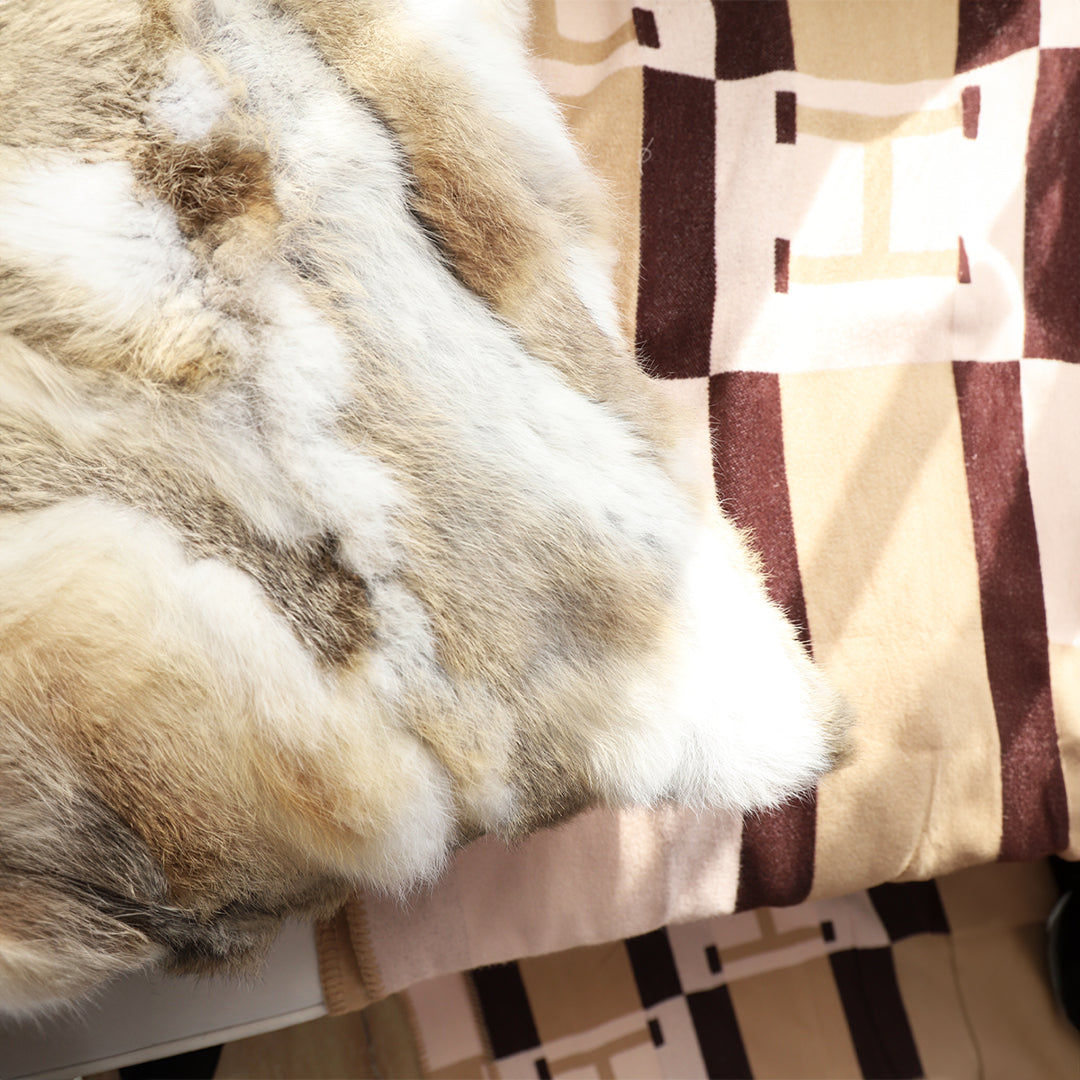 SOGA 2X 45cm Throw Pillow Coffee Rabbit Fur Square Warm Cozy Decorative Cushion Home Decor