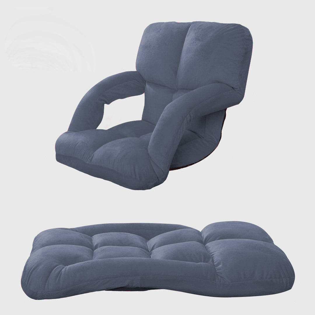 SOGA 4X Foldable Lounge Cushion Adjustable Floor Lazy Recliner Chair with Armrest Grey