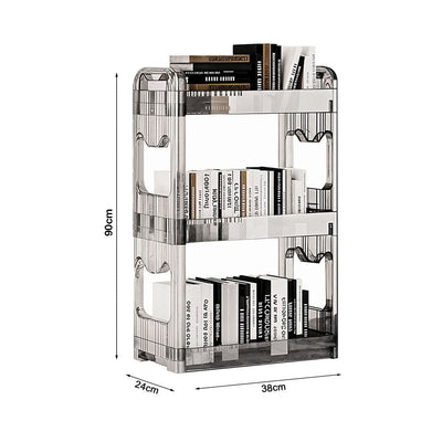 SOGA 38x24x90cm Clear 4 Tier Bookshelf & Cosmetic Storage Organizer Trolley Rack