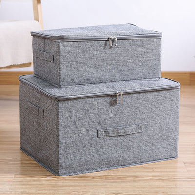 SOGA 2X Grey Small Portable Double Zipper Storage Box Moisture Proof Clothes Basket Foldable Home Organiser