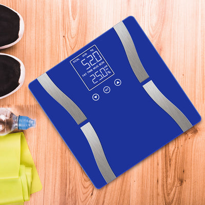 SOGA Glass LCD Digital Body Fat Scale Bathroom Electronic Gym Water Weighing Scales Blue