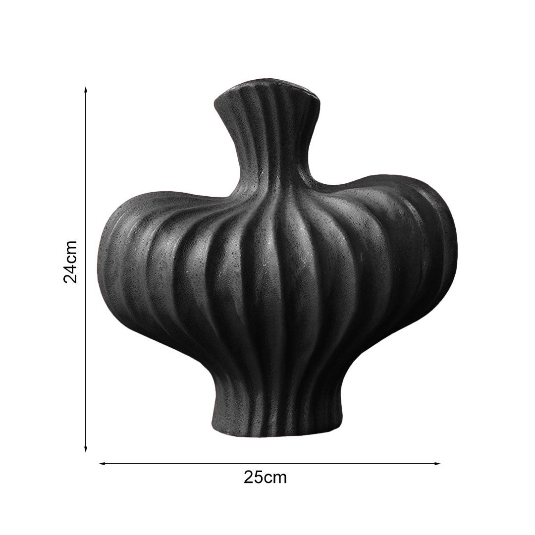 SOGA 2X 25X24cm Ornament Small Matte Black Vases Countertop Decoration Accessories Porch Crafts Home Decor
