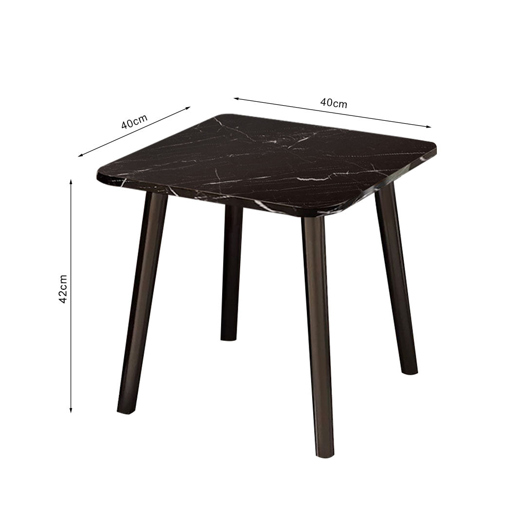 SOGA 40cm Black Ceramic Table Stone Pattern Compact Modern Design with Black Metal Legs