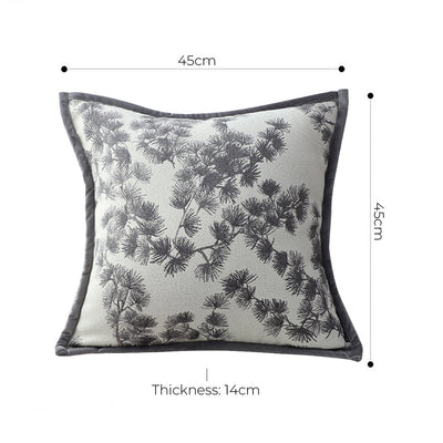 SOGA 2X 45cm Throw Pillow Black and White Wide Border with Branch and Pine Needle Design Pattern Home Decor