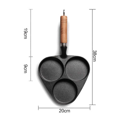 SOGA 3 Mold Cast Iron Breakfast Fried Egg Pancake Omelette Fry Pan