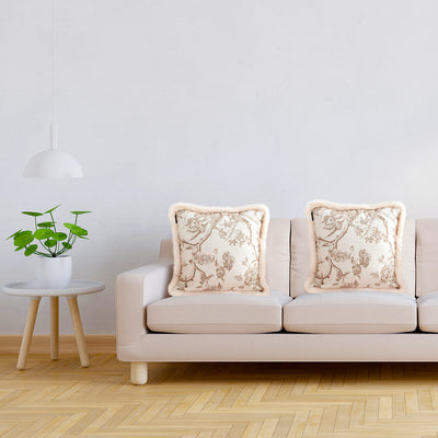 SOGA 45cm Light Luxury French Style Printed Plush Pillow Set Throw Pillow