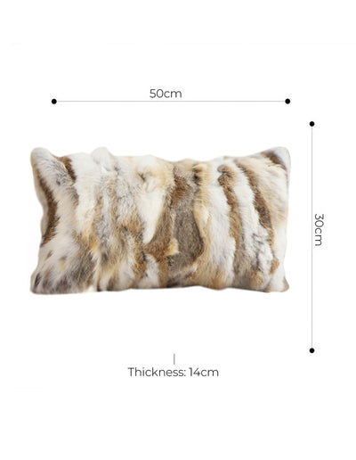 SOGA 2X 30cm Throw Pillow Coffee Rabbit Fur Lumbar Warm Cozy Decorative Cushion Home Decor