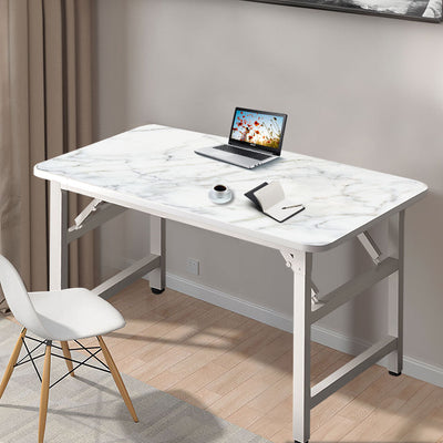 SOGA 120x60x75cm White Foldable Computer Study Table Easy Assembly Desk No Chair