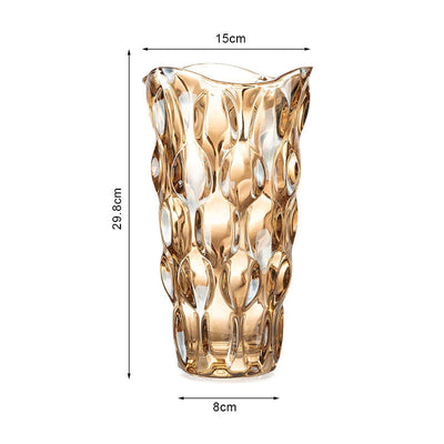 SOGA 29.8cm Golden Amber Glass Crystal Vase Elegant Modern Home Décor