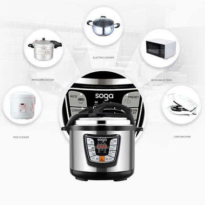 SOGA Stainless Steel Electric Pressure Cooker 12L Nonstick 1600W