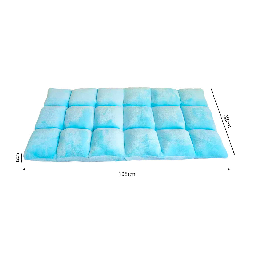 SOGA 4X Floor Recliner Collapsible Lounge Sofa Couch Folding Chair Cushion Light Blue