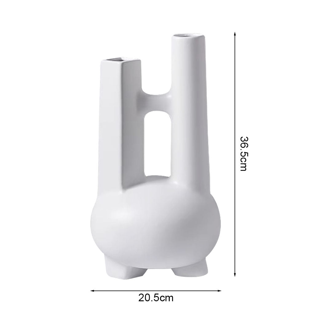 SOGA 2X Ornament Modern Geometric Vase Minimalist Double Tube Abstract Sculpture for Home Décor