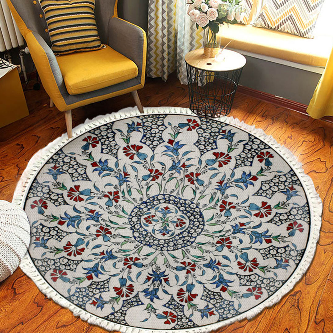 SOGA 2X 120cm Mandala Round Area Thick Anti-slip Doormat, Home Decor