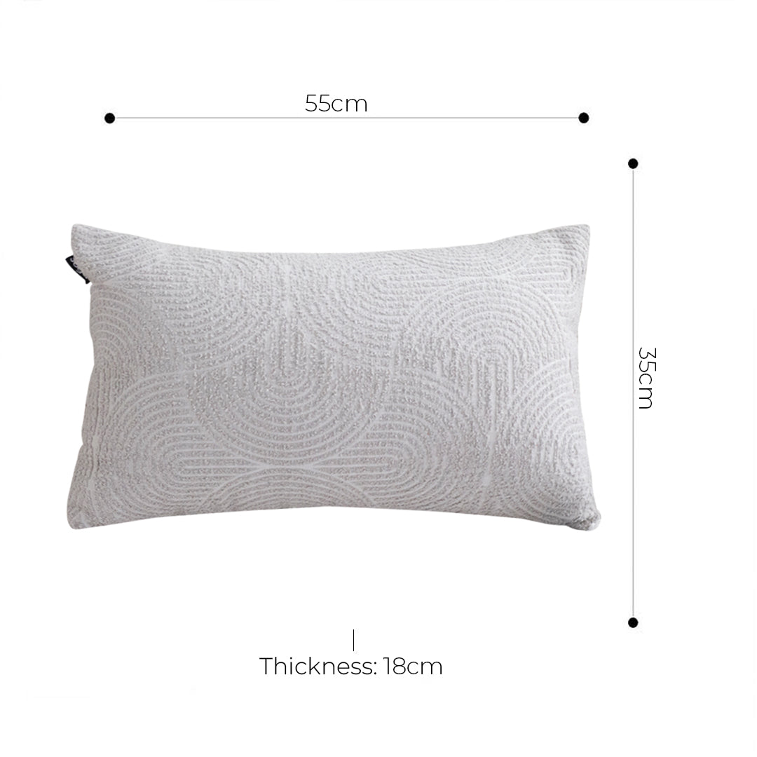 SOGA 2X 35cm Throw Pillow Off White Lumbar Embroidered Decorative Cover Stitch for Home Decor