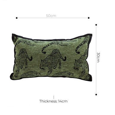 SOGA 2X 30cm Throw Pillow Green Leopard Lumbar Decorative Cushion for Living Room Home Decor