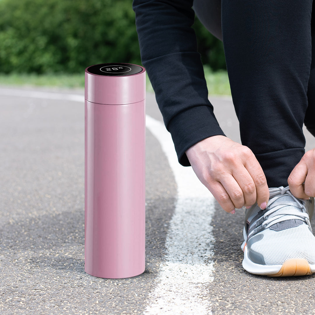 SOGA 2X 500ML Stainless Steel Smart LCD Thermometer Display Bottle Vacuum Flask Thermos Pink