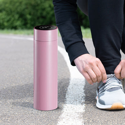 SOGA 2X 500ML Stainless Steel Smart LCD Thermometer Display Bottle Vacuum Flask Thermos Pink