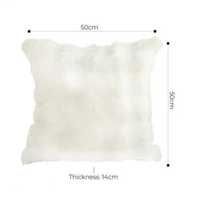 SOGA 2X 50cm Throw Pillow White Rabbit Fur Cushion Luxurious Soft Decorative Square Pillow for Living Room