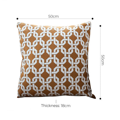 SOGA 2X 50cm Brown Checkered Chain Jacquard Square Pillow Decorative Cushion for Home Decor