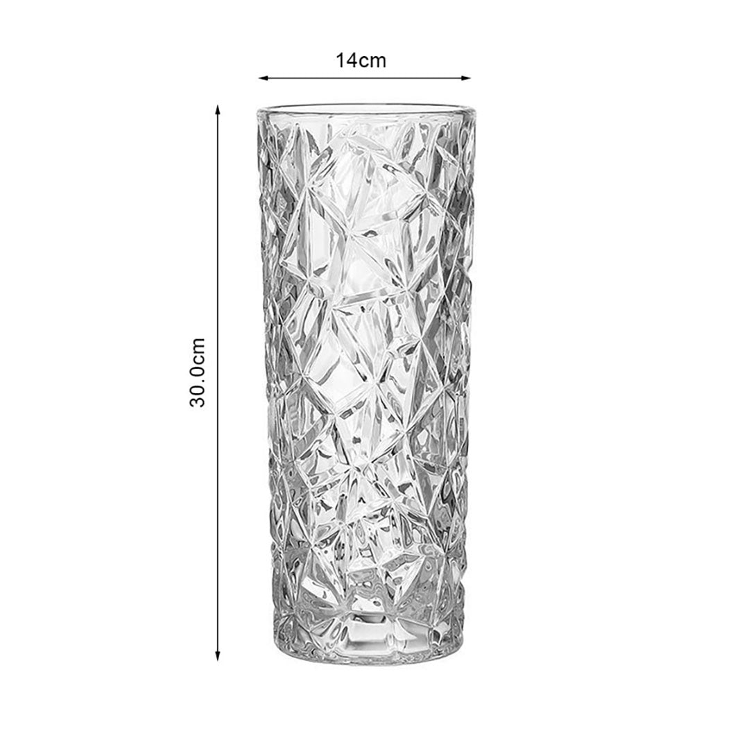 SOGA 14x30cm Heavy Duty Glass Vase Crystal Clear Design for Home Décor