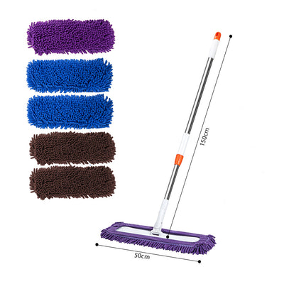 SOGA 60x12 Microfiber Flat Mop Floor Cleaning Pads Rotating Dust Remover 3 Color