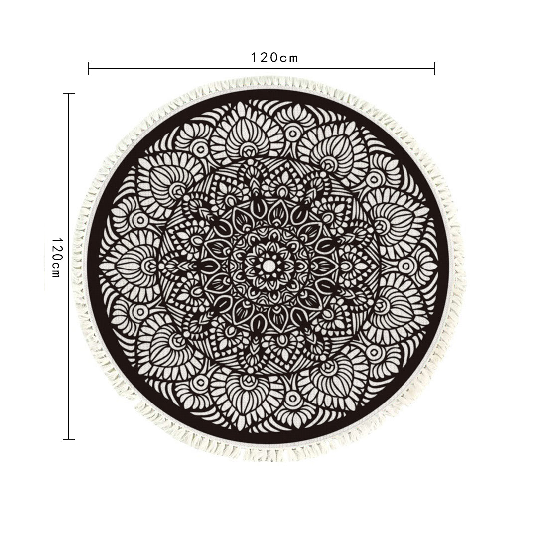 SOGA 120cm Mandala Modern Ethnic Tassel Print Anti-slip Doormat, Home Decor