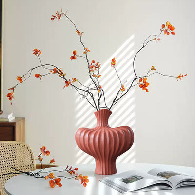 SOGA 28X30cm Ornament Large Matte Red Vases Countertop Decoration Accessories Porch Crafts Home Decor