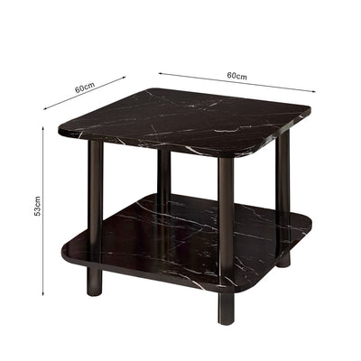 SOGA 60cm Black Ceramic Table Stone Pattern Modern Design with Black Metal Legs