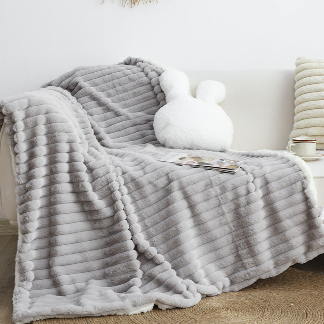 SOGA 2X 150x200cm Throw Blanket Smoke Gray Premium Milk Velvet Luxuriously Soft Cozy Bedding
