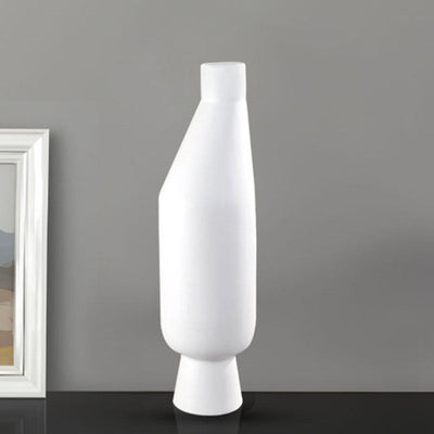 SOGA 2X 14x52cm Ornament White Minimalist Vases with Narrow Neck Rounded Body for Modern Home Decor