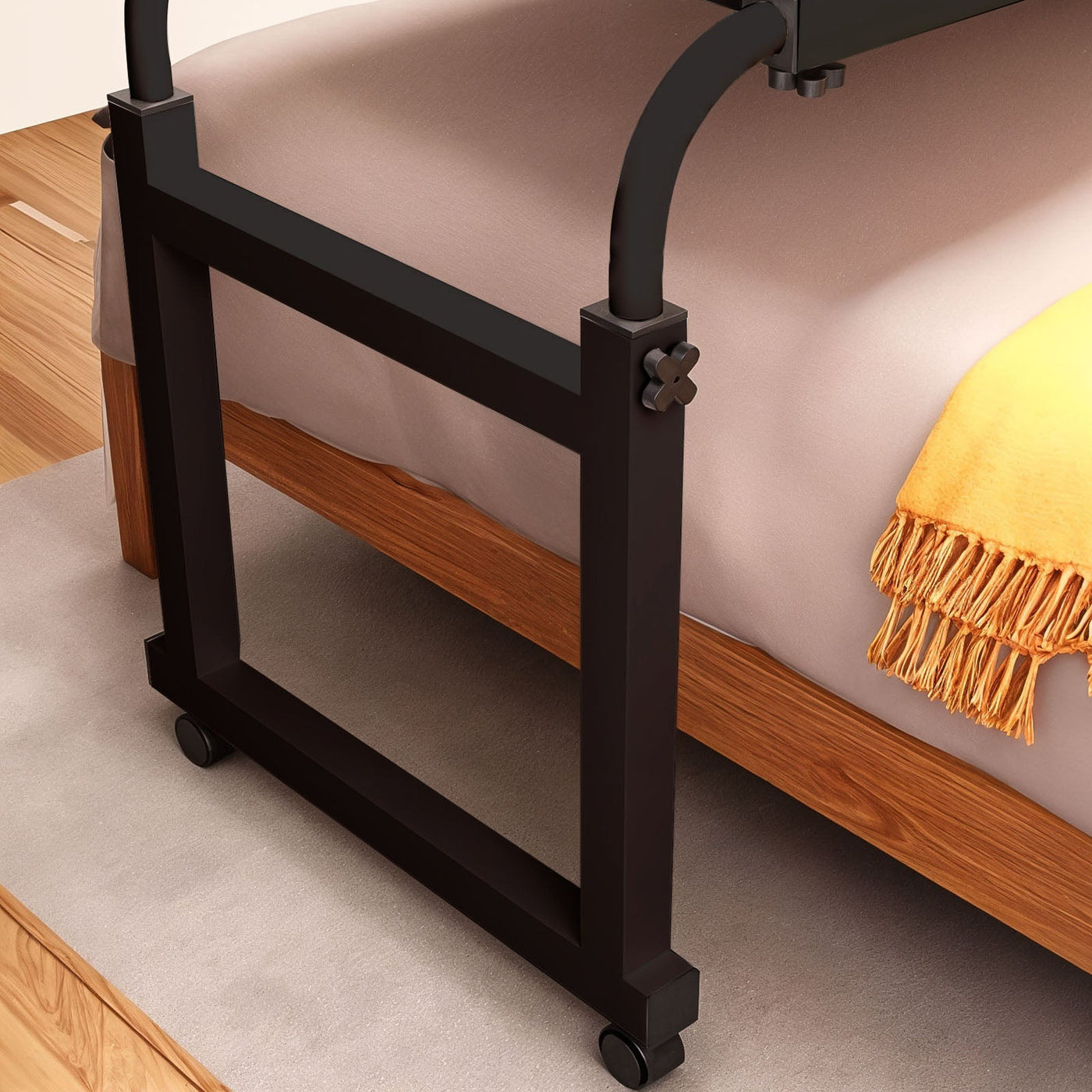 SOGA 2X 120x45cm Black Cross Bed Movable Desk Table w/ Adjustable Length & Height