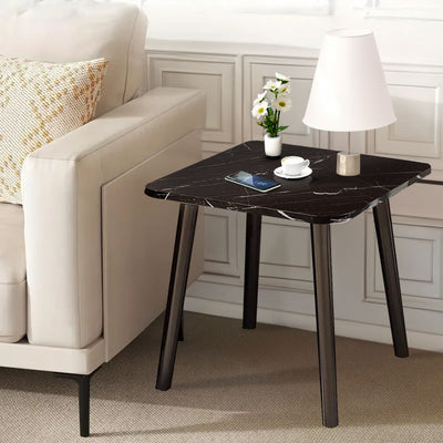 SOGA 40cm Black Ceramic Table Stone Pattern Compact Modern Design with Black Metal Legs