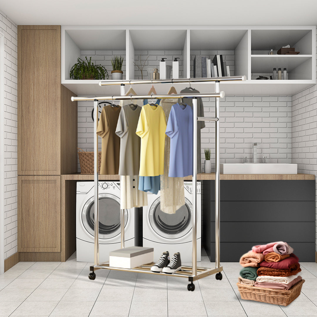 OGA 2X 120cm Stainless Steel Floor-Standing Clothes Rack - Durable and Space-Saving Laundry Organizer
