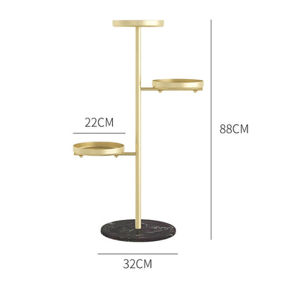 SOGA 3 Tier Gold Round Plant Stand Flowerpot Tray Display Living Room Balcony Metal Decorative Shelf