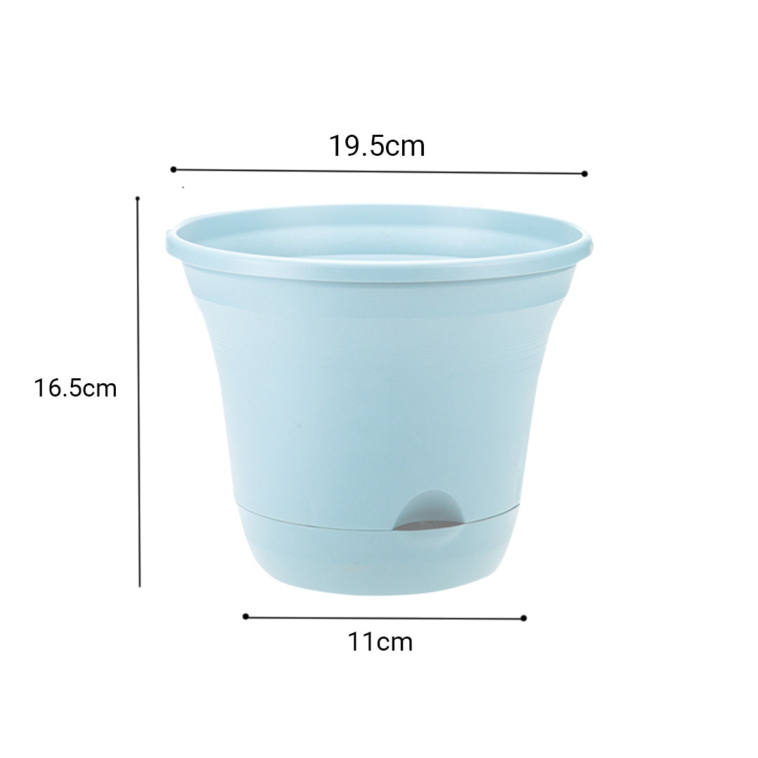SOGA 19.5cm Blue Plastic Plant Pot Self Watering Planter Flower Bonsai Indoor Outdoor Garden Decor Set of 2