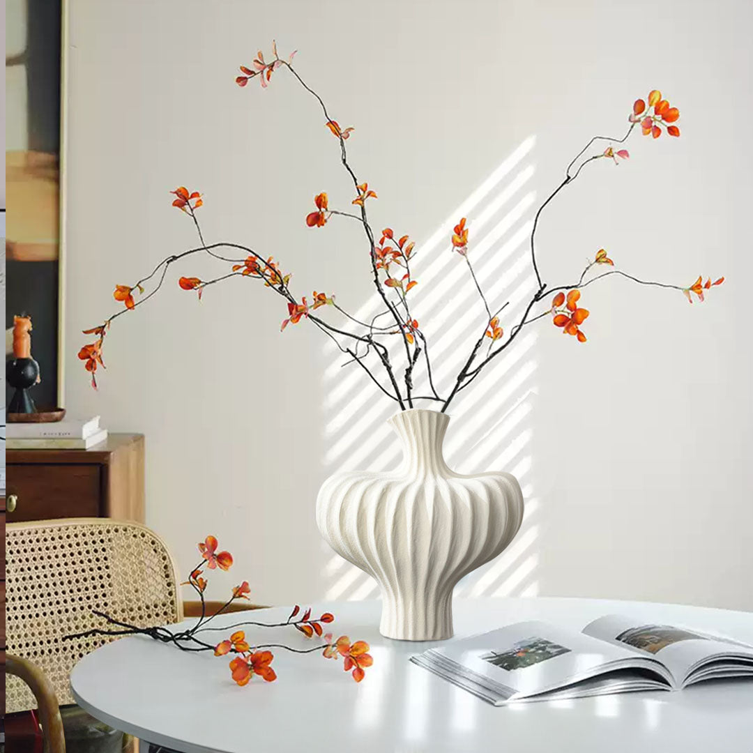 SOGA 28X30cm Ornament Large Matte White Vases Countertop Decoration Accessories Porch Crafts Home Decor