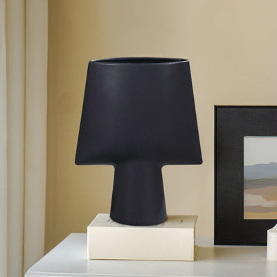 SOGA 21x25.5cm Small Black Ornament Geometric Decor Ceramic Vase Flower Pots Decorative for Living Room Decoration