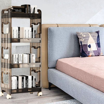 SOGA 38x24cm Black 3 Tier Bookshelf & Cosmetic Storage Organizer Trolley Rack