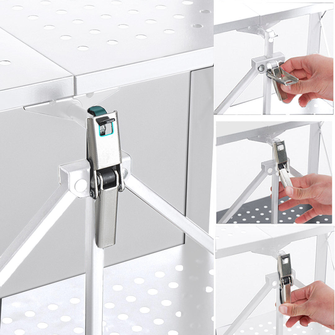 SOGA 2X 5 Tier Steel White Foldable Kitchen Cart Multi-Functional Shelves Storage Organizer with Wheels